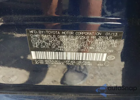 2013 Lexus Ls 460 460 из США, поврежденный, VIN JTHBL5EF4D5118912